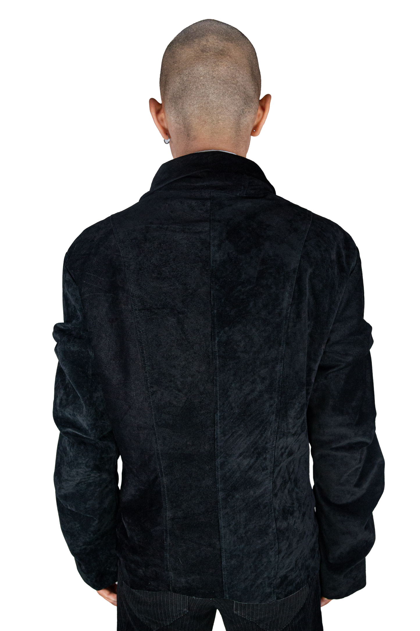 Asymetrical draped suede jacket