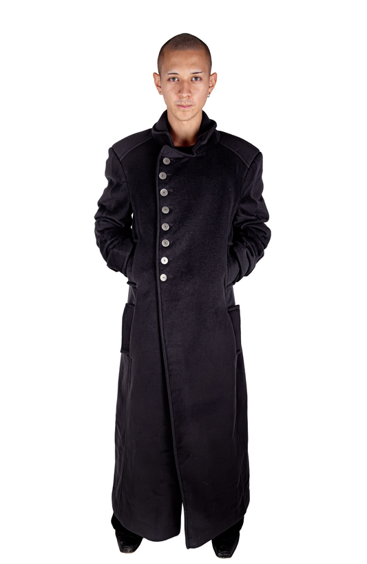 Stacked sleeves wool overcoat
