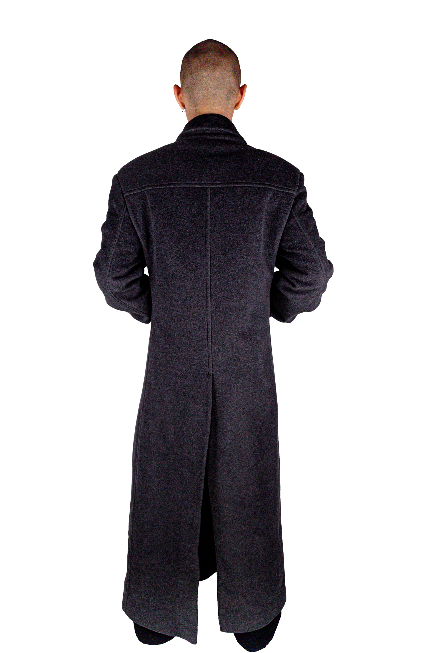 Stacked sleeves wool overcoat