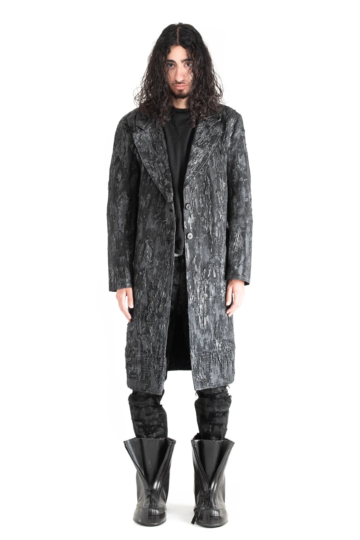 Wax rubber trench coat
